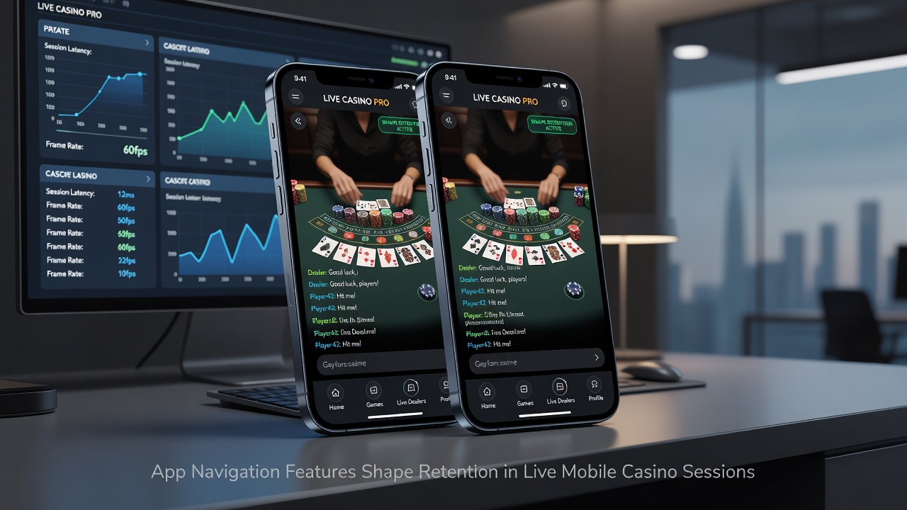 Live Casino Mobile Session mit integrierter Navigation und Benutzeroberfläche