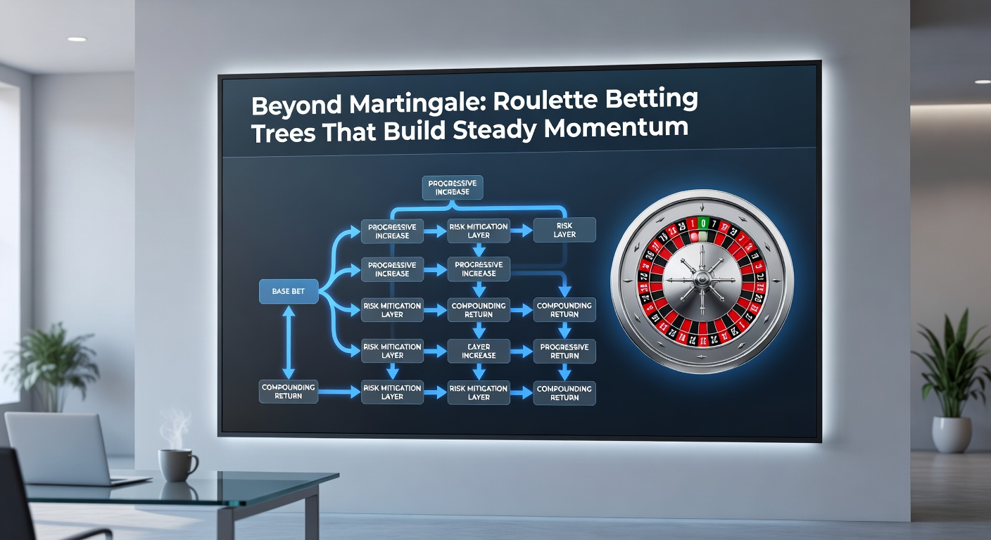 Visuelle Simulation eines expandierenden Roulette-Wettbaums mit grünen Gewinnpfaden und roten Verlustzweigen