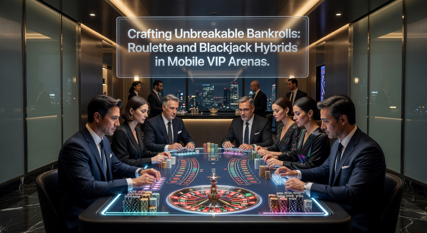 Detailliertes Screenshot eines Roulette-Blackjack-Hybrids auf einem Smartphone in VIP-Modus, mit hohen Chips-Stacks, Live-Dealer und Strategie-Overlays
