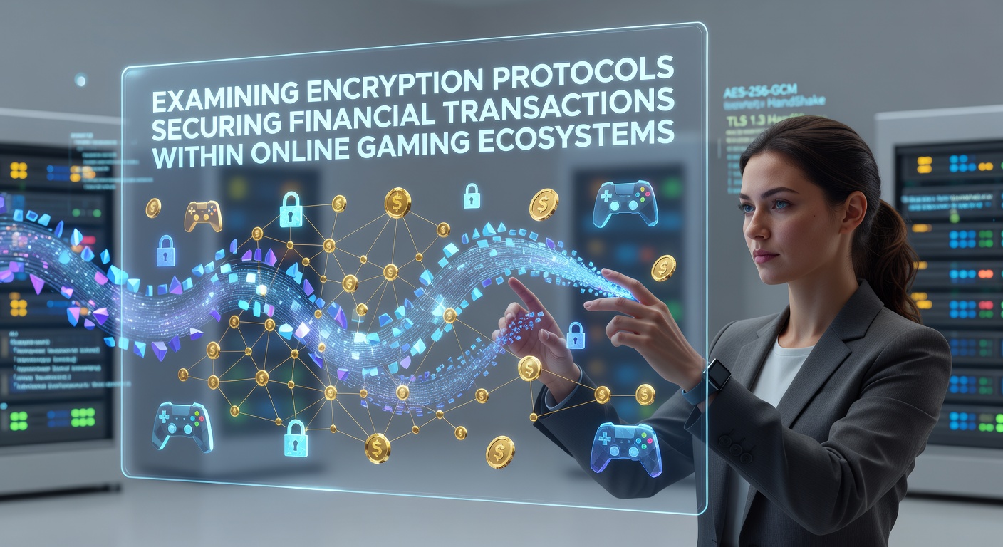 Verschlüsselungsprotokolle in Online-Gaming-Plattformen visualisiert mit Netzwerkdiagrammen und Sicherheitsicons