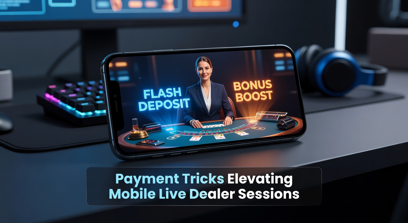 Smartphone mit Live-Dealer-Tisch und Blitz-Einzahlungs-Symbolen, das schnelle Zahlungen in mobilen Casino-Sessions zeigt