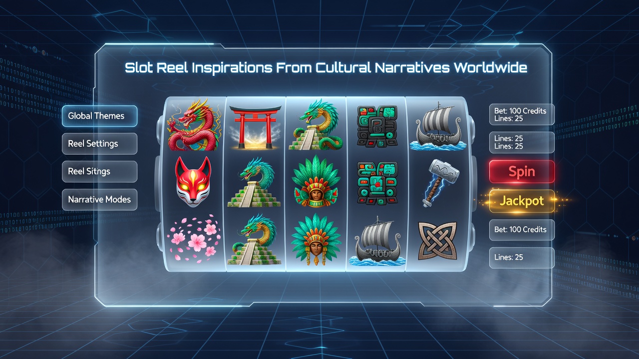 Virtuelle Slot-Oberfläche mit integrierten globalen kulturellen Symbolen und Narrativen